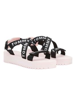 Sandales Tommy Jeans Logo Rose pour Femme