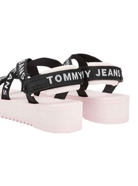 Sandales Tommy Jeans Logo Rose pour Femme