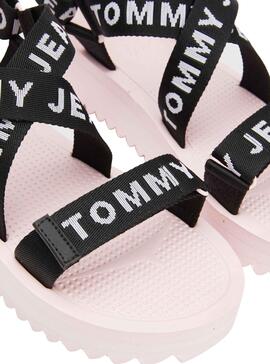 Sandales Tommy Jeans Logo Rose pour Femme