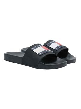 Flip flops Tommy Jeans Flag Pool Noire pour Femme