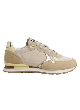 Baskets Pepe Jeans Beige Brit Héritage Femme