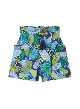 Short Mayoral Printed Feuilles Bleu pour Fille