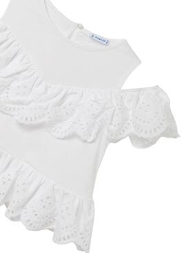 Chemisier Mayoral Knitted Perforé Blanc pour Fille