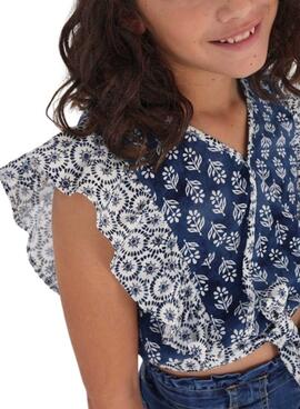 Blusa Mayoral Printed Volanes Bleu pour Fille