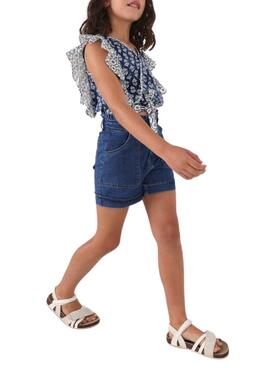 Blusa Mayoral Printed Volanes Bleu pour Fille