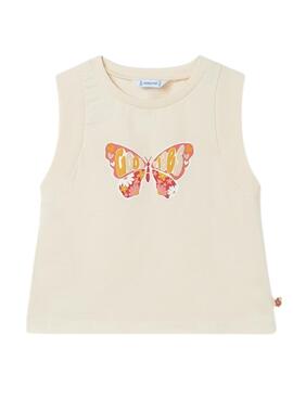 T-Shirt Mayoral Tirants Papillons Beige pour Fille