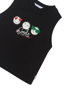 T-Shirt Mayoral Sourire Tiraillant Noire pour Fille