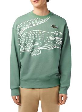 Sweat Lacoste Vintage Vert pour Homme