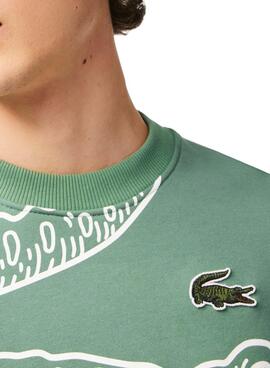 Sweat Lacoste Vintage Vert pour Homme