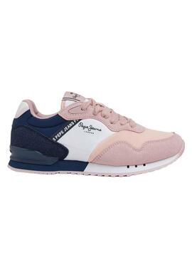 Baskets Pepe Jeans London Basic Rose pour Fille