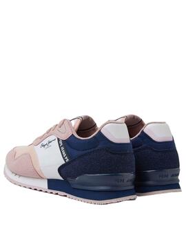 Baskets Pepe Jeans London Basic Rose pour Fille