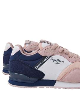 Baskets Pepe Jeans London Basic Rose pour Fille