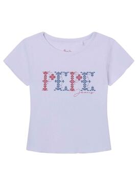 T-Shirt Pepe Jeans Natalie Blanc pour Fille