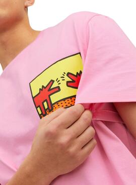 T-Shirt Jack & Jones Keith Haring Rosa Hommee
