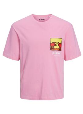 T-Shirt Jack & Jones Keith Haring Rosa Hommee