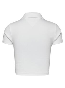 Polo Tommy Jeans Cropped Rib Blanc pour Femme