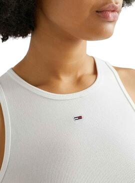 T-Shirt Tommy Jeans Rib Tank Blanc pour Femme
