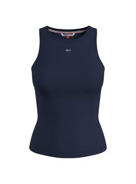 T-Shirt Tommy Jeans Rib Tank Bleu Marine pour Femme