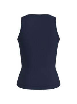 T-Shirt Tommy Jeans Rib Tank Bleu Marine pour Femme