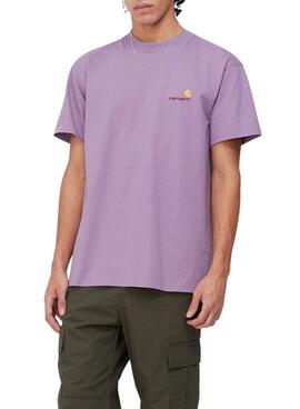 T-Shirt Carhartt American Script Violet Homme