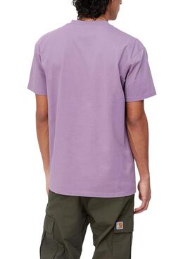 T-Shirt Carhartt American Script Violet Homme