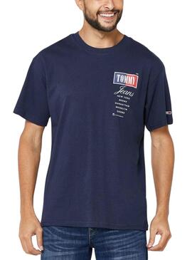 T-Shirt Tommy Jeans Relaxed Bleu Marine pour Homme