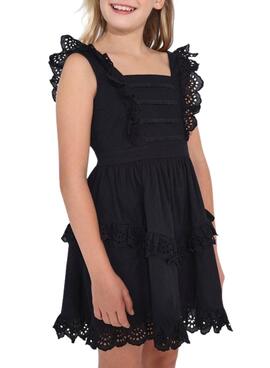 Robe Mayoral Popeline Perforée Noire pour Fille