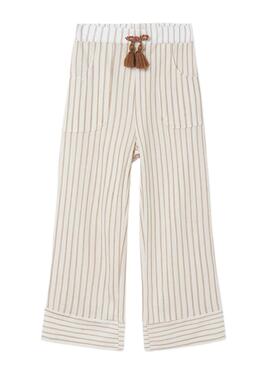 Pantalon Mayoral Cropped Rayures Beige pour Fille