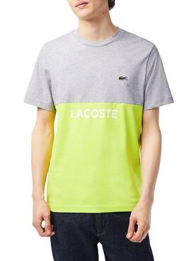 T-Shirt Lacoste Couleur Block Gris pour Homme
