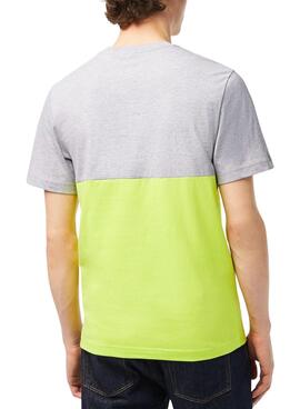 T-Shirt Lacoste Couleur Block Gris pour Homme