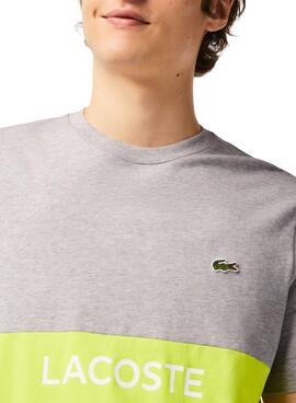 T-Shirt Lacoste Couleur Block Gris pour Homme