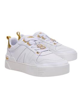 Baskets Lacoste L002 Blanc et Dorado Femme