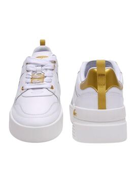 Baskets Lacoste L002 Blanc et Dorado Femme