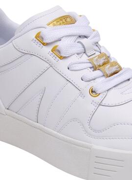 Baskets Lacoste L002 Blanc et Dorado Femme