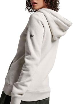 Sweat Superdry Vintage Embellish Capuche Gris pour Femme