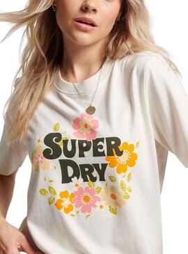 T-Shirt Superdry Vintage Fleuri Scripted Beige