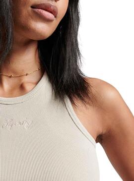 T-Shirt Superdry Code Essential Tank Beige Femme