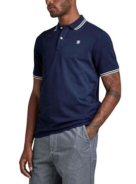 Polo G-Star Dunda Slim Stripe Bleu Marine pour Homme