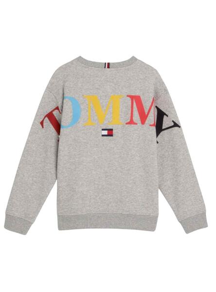 Sweat Tommy Hilfiger Logo arri re Gris pour Gar on