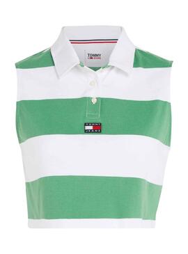 Polo Tommy Jeans Stripe Vert pour Femme