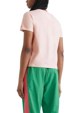 T-Shirt Tommy Jeans Serif Rose pour Femme