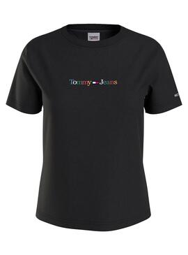 T-Shirt Tommy Jeans Serif Noire pour Femme