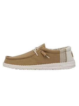 Chaussures Hey Dude Wally Linen Camel pour Homme