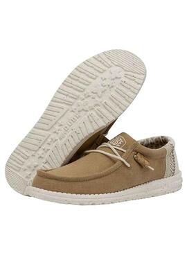 Chaussures Hey Dude Wally Linen Camel pour Homme