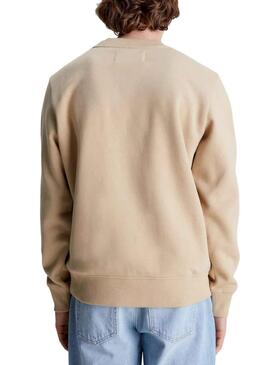 Sweat Calvin Klein Disrupted Beige pour Homme