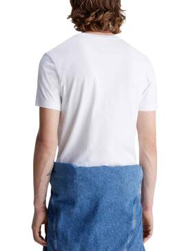 T-Shirt Calvin Klein Logo Slim Blanc pour Homme