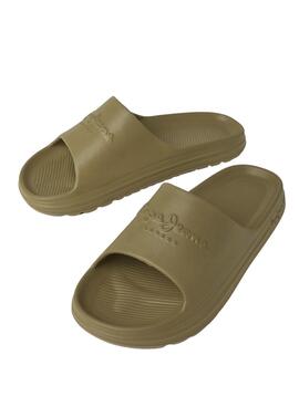 Flip flops Pepe Jeans Beach Slide Vert pour Homme