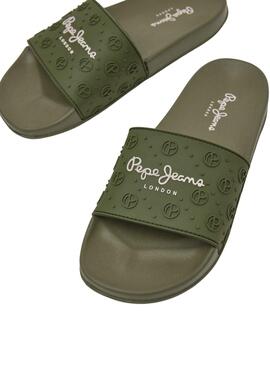 Flip flops Pepe Jeans Slider Plain Vert pour Femme