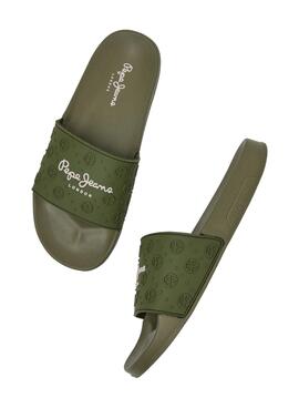 Flip flops Pepe Jeans Slider Plain Vert pour Femme