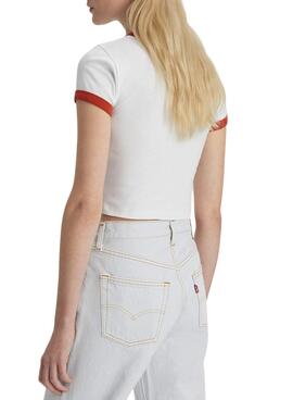 T-Shirt Levis Lent Down Blanc pour Femme